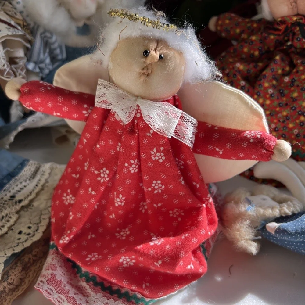 Vintage‎ Cottage Core Christmas Angel Decor Wood Fabric Country Lot Of 14